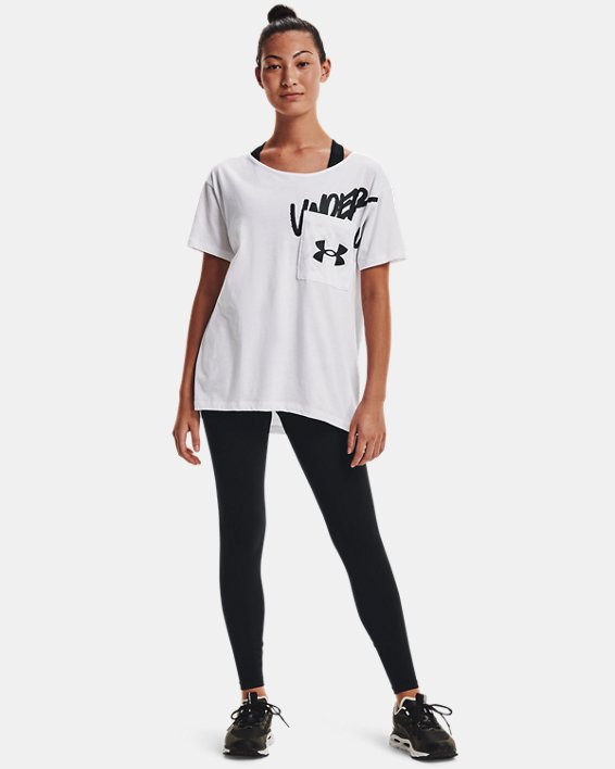 Women's UA Oversized Wordmark Graphic T-Shirt, White, pdpMainDesktop image number 2